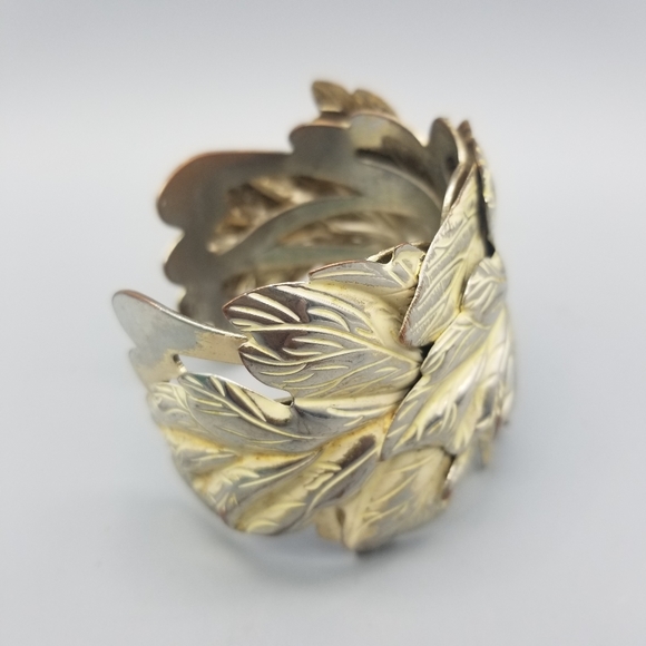 Metal Cuff Layered Oak Leaves - Picture 7 of 9